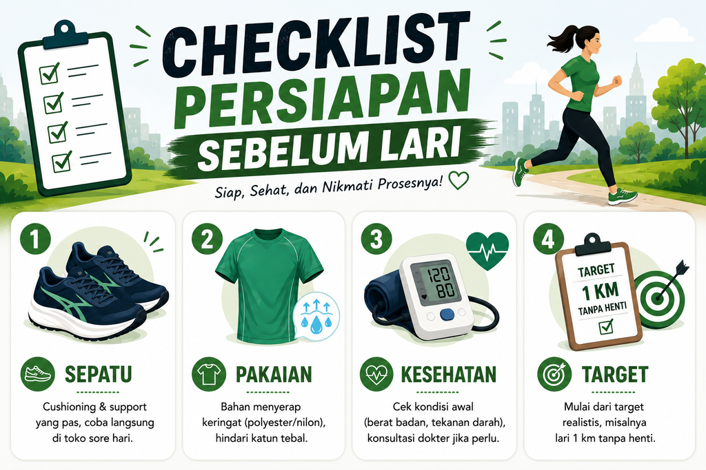Program Latihan Lari untuk Pemula: Panduan dari Nol Checklist persiapan sebelum memulai program latihan lari untuk pemula